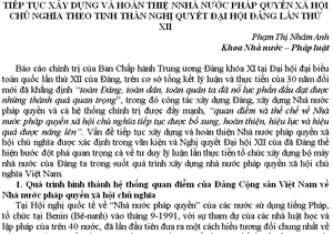 TIẾP TỤC XÂY DỰNG VÀ HOÀN THIỆN NHÀ NƯỚC PHÁP QUYỀN XÃ HỘI CHỦ NGHĨ...