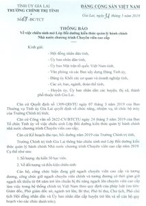 Chiêu sinh lớp QLNN chương trình Chuyên viên cao cấp